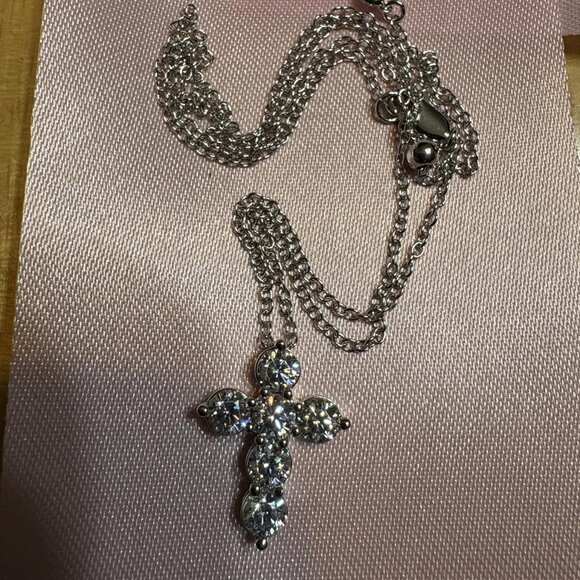 Neiman Marcus 14k White Gold Plated Faith Necklace - Picture 2 of 4